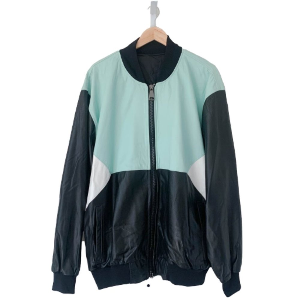 Custom Color Block Leather Jacket